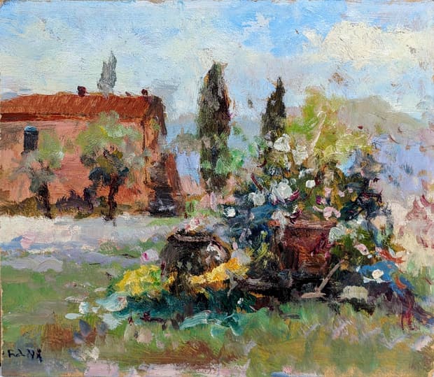 Oil on board, 35×31cm, Gagliardi Gallery catalogue no. 347